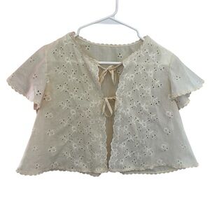 Vintage 70’s/80’s Miss Elaine Cream Eyelet Crop Top Size Small